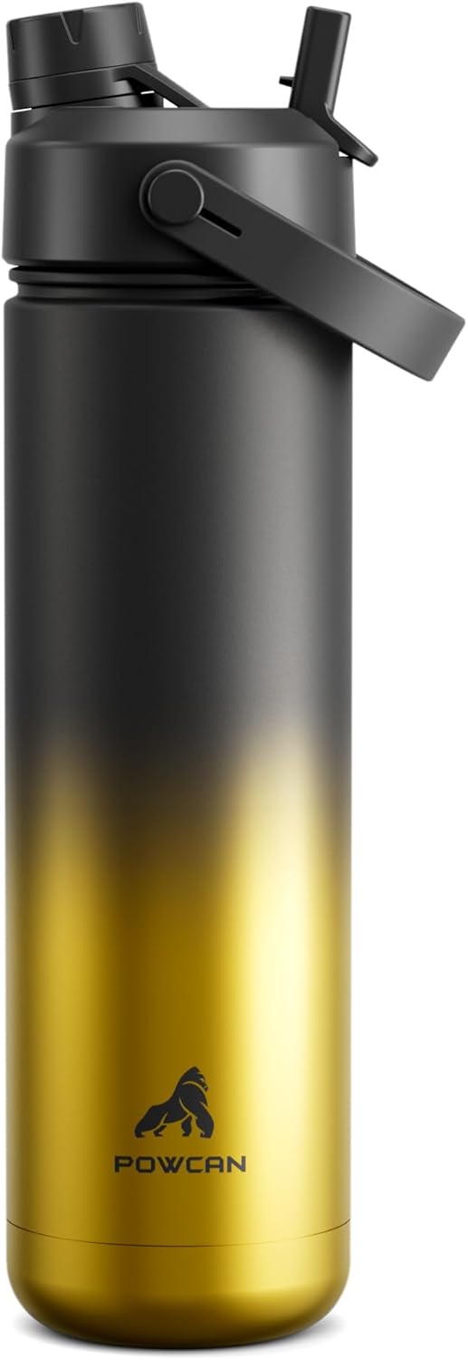 POWCAN 26 oz Insulated Water Bottle - 2-in-1 Straw & Spout Lid | Keeps Drinks Cold for 24H, Leak-Proof, Fits Car Cup Holder (King)