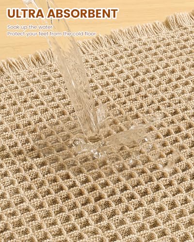 Smiry Waffle Bath Mat 30''x20'' - Extra Soft & Absorbent Brown Rug