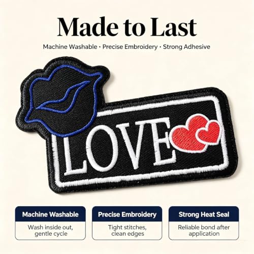 Minason Love Kiss Embroidered Iron-On Patches 3PCS DIY Appliques