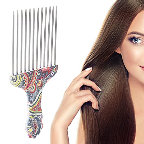 ANGGREK Stainless Steel Afro Pick Comb for Curly Hair Styling
