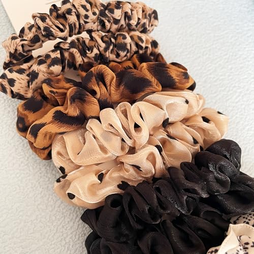 Mebloblo Hair Scrunchies Set - 12 Pack Silk and Satin Ponytail Holders