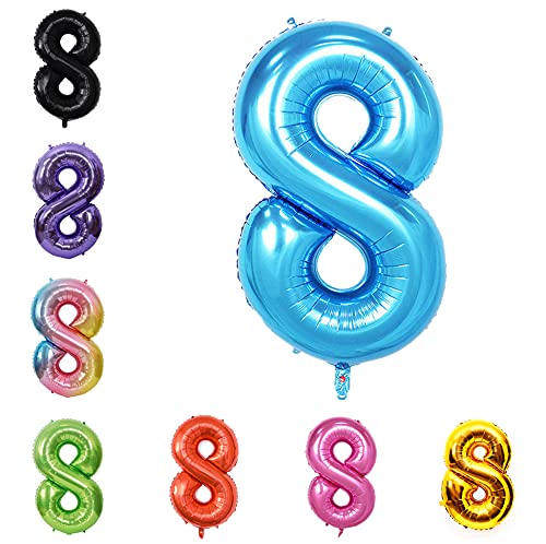 40 Inch Large Blue Foil Helium Number Balloon for Parties