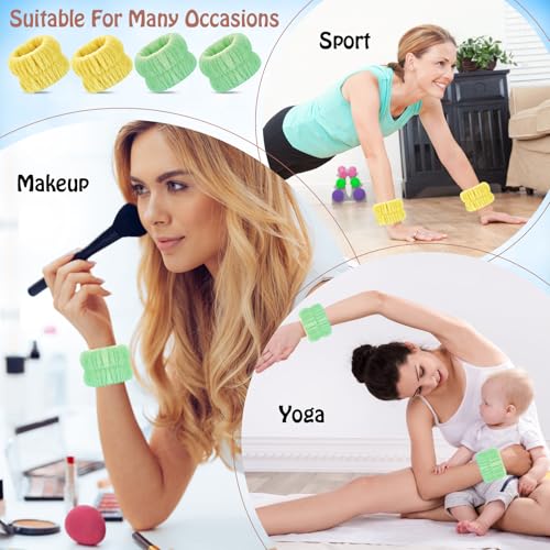 Darfukei Spa Wrist Bands for Washing Face, 4-Pack Absorbent Microfiber Arm Towels
