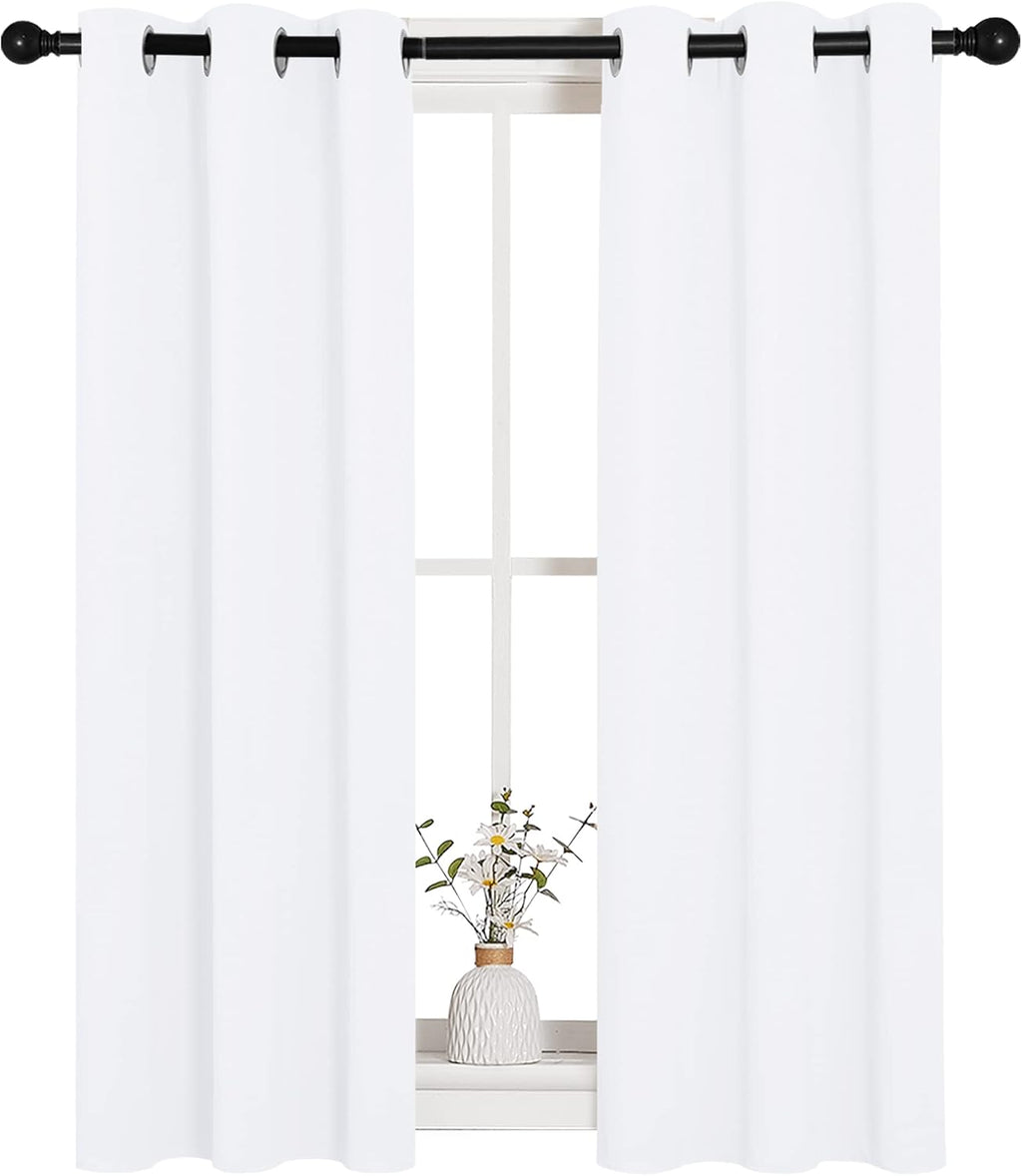 NICETOWN Curtains Panels - 50% Sunlight Blocking Grommet Top Drapes for Small Windows | White, 29x40 Inches