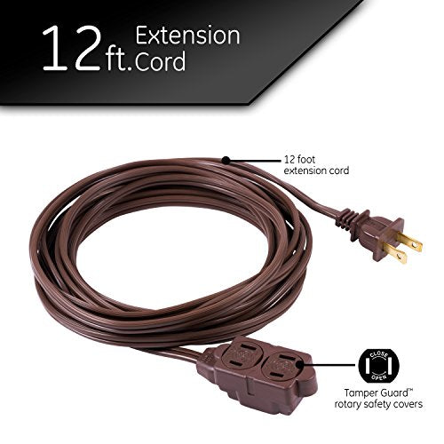 GE 12 Ft Brown 3-Outlet Extension Cord - Indoor Power Strip