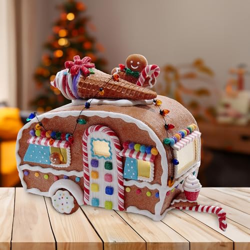 Battery-Operated Gingerbread Food Truck Light-Up Decor - 8.4 Inch