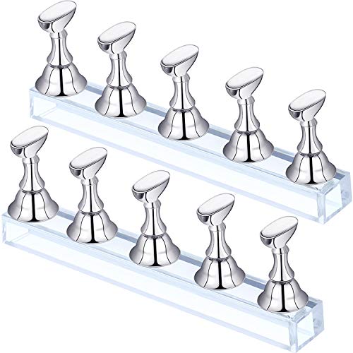 Blulu Magnetic Nail Stand Holder Set 2 Pack Acrylic Practice Display