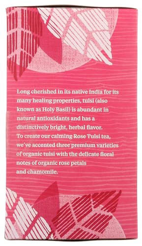 Allegro Organic Rose Tulsi Herbal Tea Bags, Naturally Caffeine-Free, 20 ct