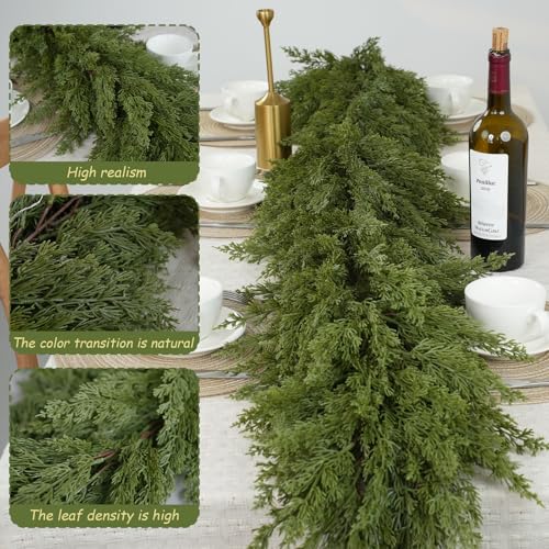 6ft Faux Cedar Garland - Real Touch Christmas Decor for Home & Holiday