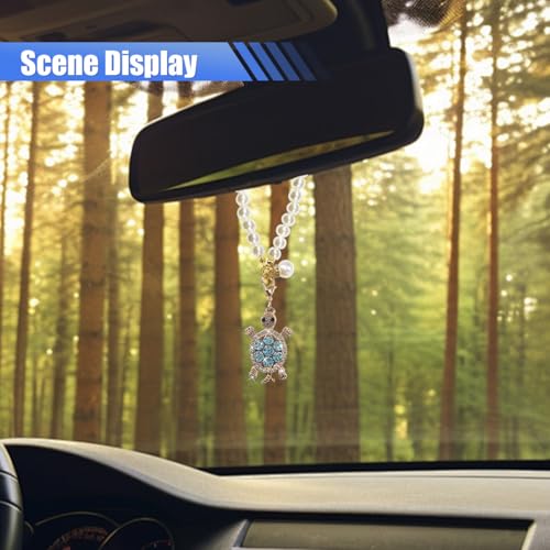 Bling Turtle Car Rear View Mirror Ornament - Rhinestone Pendant