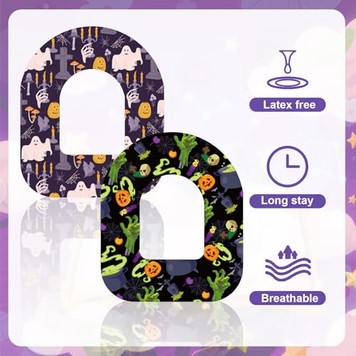 25pcs Adhesive Patches for Omnipod 5, Waterproof CGM Overpatches Halloween Themed Sensor Covers Sweatproof Breathable Adhesive Tape Grip Sensor Stickers, Easy to Apply for Long Wear
