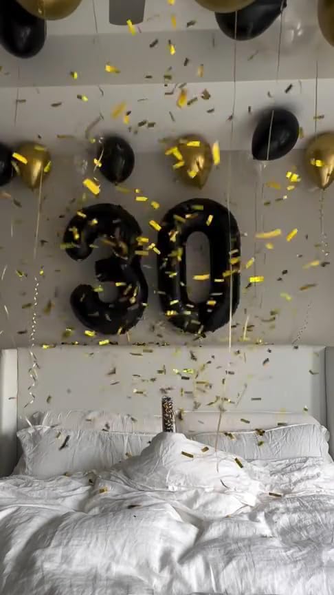 Skiennix 30 Inch Balloon Number - Black Foil 30th Birthday Decoration for Him/Her | Perfect for Celebrations