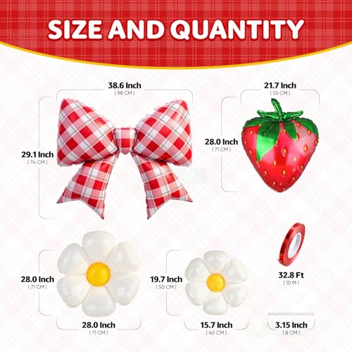 10-Piece Strawberry and Daisy Balloon Set for Birthday Party Decorations