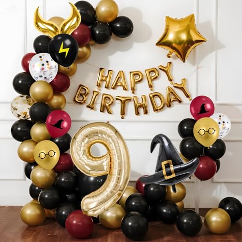 40-Inch Number 9 Magic Wizard Party Balloon Set - Sparkle Theme Decor