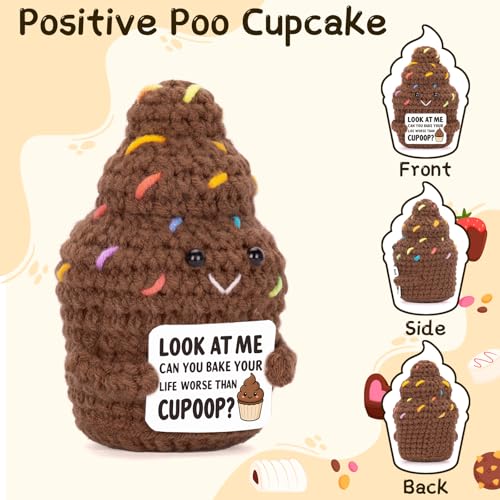 FunisFun Positive Poo Cupcake Crochet Doll with Inspiration Card
