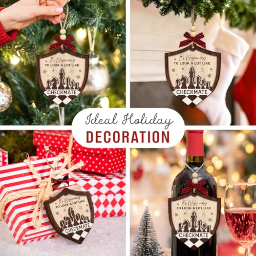 Wooden Chess Ornament for Christmas Tree - Holiday Chess Gift for Men & Women