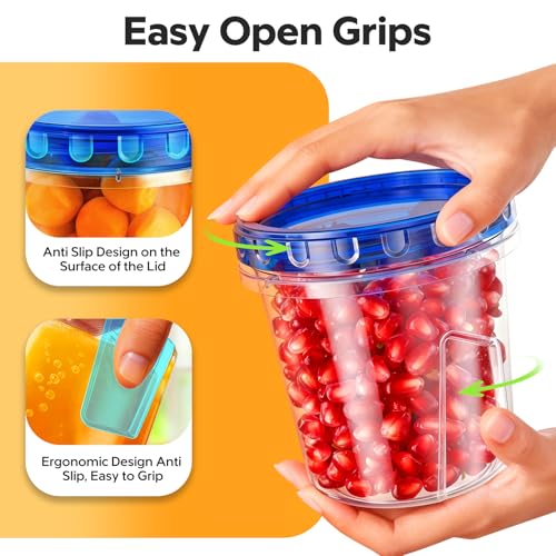 HOMETALL Airtight Freezer Storage Containers - 6 Pack (33, 24, 17 oz)