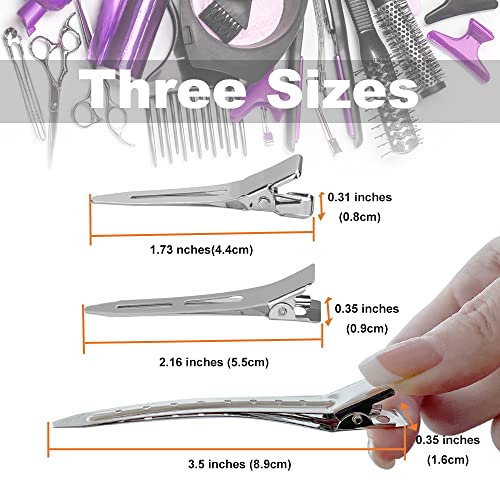42Pcs Metal Hair Styling Clips Set - Silver Duckbill & Alligator Pins with Storage Case