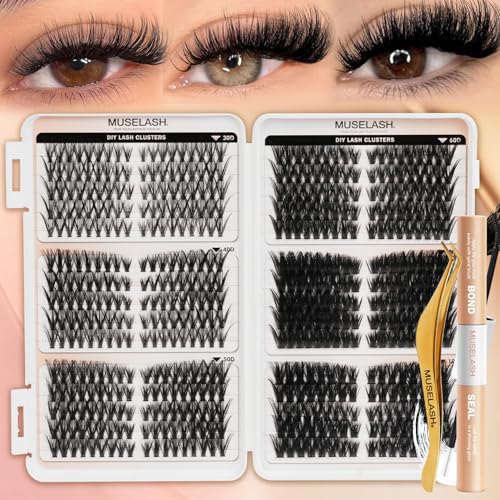 Muselash DIY Lash Clusters Kit 530pcs Pre-Mapped Wispy Eyelash Extensions
