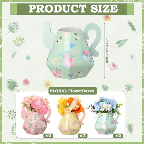Fulmoon 6 Pcs Tea Party Flower Box Decorations for Tables & Events - Fresh