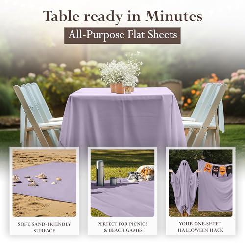 Ultra Soft Queen Size Flat Sheet - Lavender Microfiber Bedding