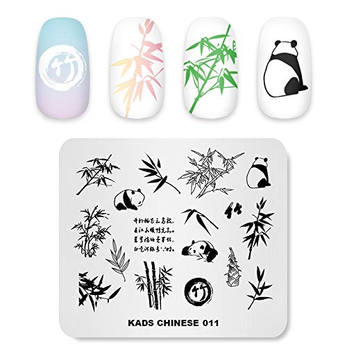 Panda Nail Art Stamping Plate Chinese Style Stainless Steel Manicure Template