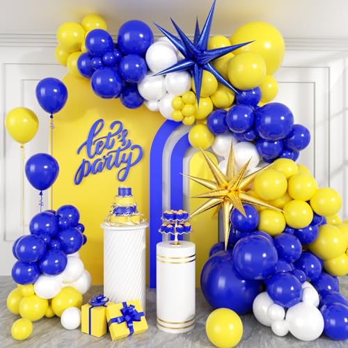 137pcs Royal Blue & Yellow Balloon Arch Kit for Parties