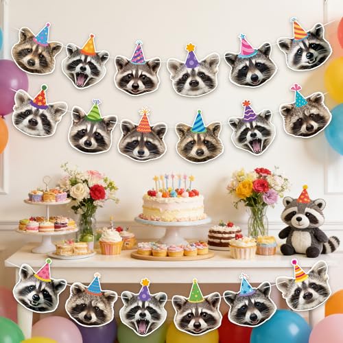Raccoon Birthday Banner Set | 3 Pre-Strung Party Decorations