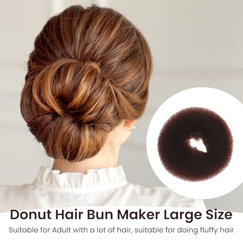 Shimmeroo 32-Piece Dark Brown Hair Bun Maker Set with 7 Donut Rings, Pins and Bands