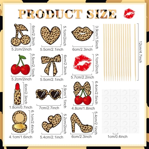 24 Pcs Leopard Print Cherry Cupcake Toppers for Birthday Parties