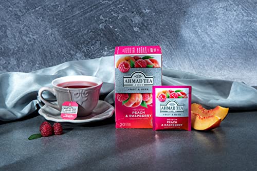 Ahmad Tea Peach Raspberry Herbal Tea Bags - Decaffeinated, 20 Count