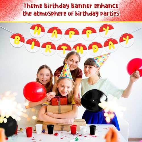 Happy Birthday Banner - Red & White Anime Theme Garland