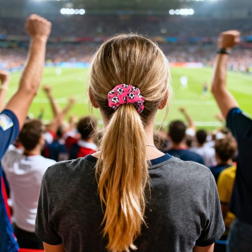 Doneace Soccer Hair Scrunchies 7-Color Elastic Football Ponytail Holders for Sports Girls