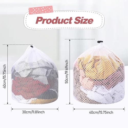 2-Pack Mesh Laundry Bags for Delicates - Machine Washable, 12x16 & 16x20 Inches