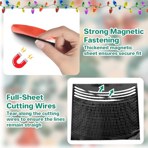 Reflective Magnetic Christmas Car Lights Set - 42 Bulbs, 48 Wires, Holiday Decor