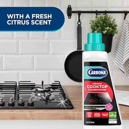 Carbona Ceramic Cooktop Cleaner - Non-Abrasive Grease Remover, 16.8 Fl Oz