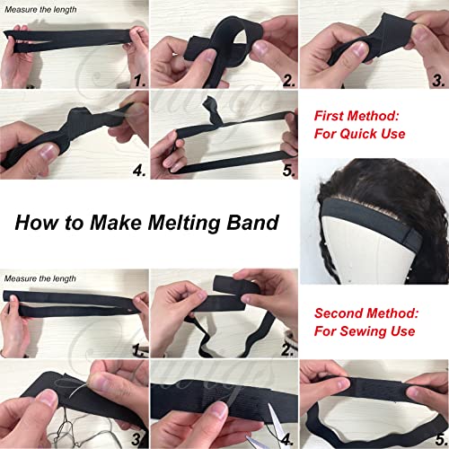 Luwigs Black Elastic Bands for Wig Making & Lace Frontal 6pcs
