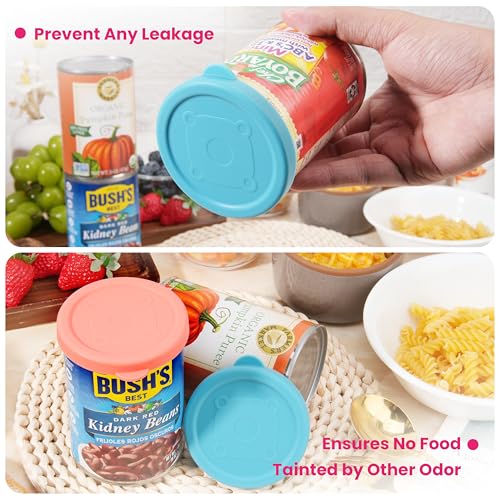 LUVCOSY 2-Pack 3-Inch Silicone Can Lids Covers, Leak-Proof Food Saver, Reusable Food Container Tops