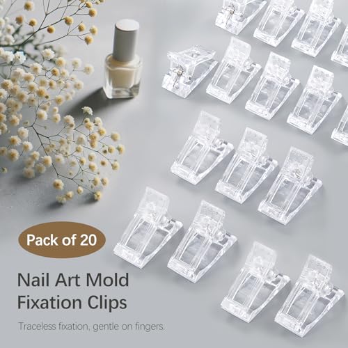 Kootinn 20 PCS Quick Building Nail Tips Clips for Dual Forms & Poly Gel