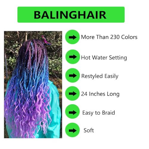 Ombre Purple Braiding Hair Extensions 24 Inch Hot Water Setting