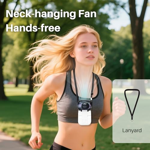 3000mAh Portable 5-in-1 Handheld Neck Fan with Digital Display - Black & White