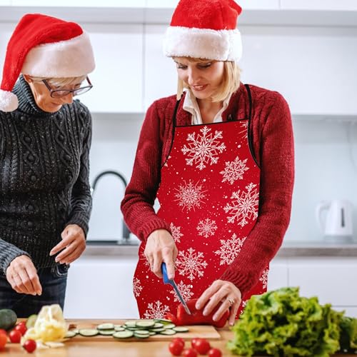 Christmas Snowflakes Apron for Men Women Kids - Holiday Kitchen Cooking & Baking