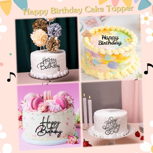6 Pcs Happy Birthday Cake Toppers - Mirror Acrylic Decorations