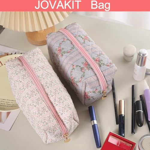 JOVAKIT Square Makeup Bag Floral Coquette Aesthetic Toiletry Travel Pouch