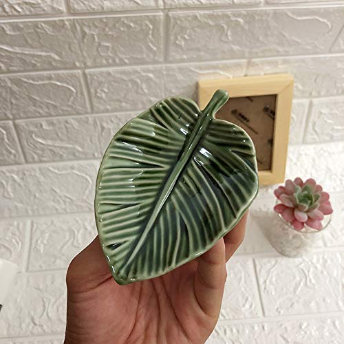 HOME SMILE Leaf Trinket Dish - Decorative Ceramic Jewelry Holder for Rings & Small Accessories, Wedding & Gift Idea