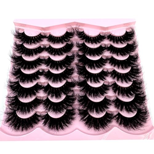 HBZGTLAD 14 Pairs 25mm Faux Mink Lashes - Dramatic Cat Eye False Eyelashes