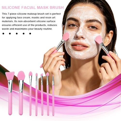 7-Piece Silicone Brush Applicator Set for Face Masks and Resin Crafting