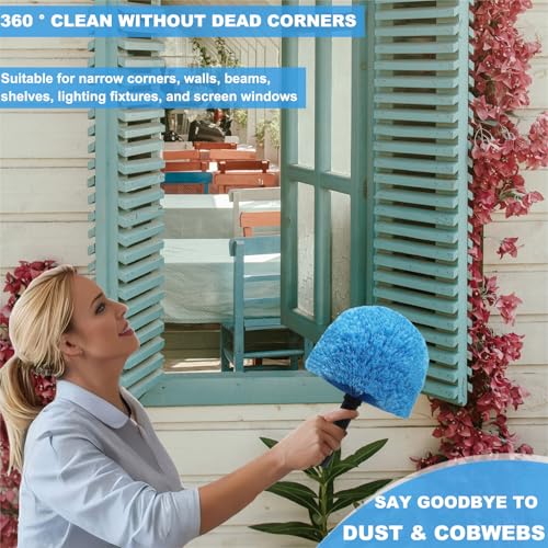 Blue Cobweb Duster Head - Threaded Spider Web Brush Attachment (Type 1)