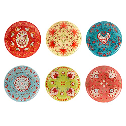 Certified International Francesca 6" Canape/Luncheon Plates, Assorted Designs, Large, Set of 6