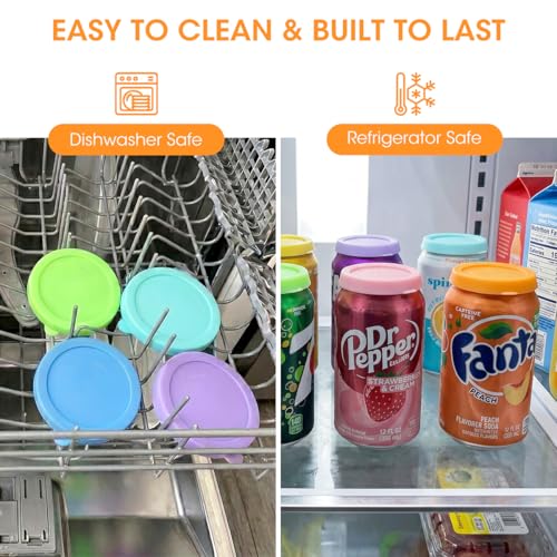 Aieve Silicone Soda Can Lids - 8 Pack Reusable Beverage Covers